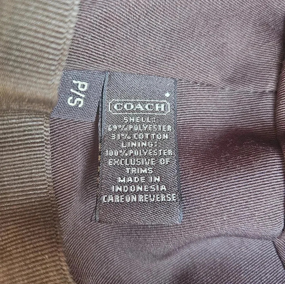Coach Signature Logo Bucket Hat Brown Canvas Leather Trim Buckle Unisex Size S/P - Picture 7 of 7